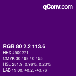 カラーコード: RGB 80 2.2 113.6 | qconv.com