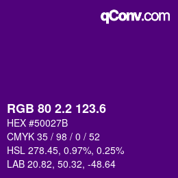 カラーコード: RGB 80 2.2 123.6 | qconv.com
