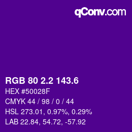 カラーコード: RGB 80 2.2 143.6 | qconv.com