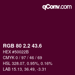 カラーコード: RGB 80 2.2 43.6 | qconv.com