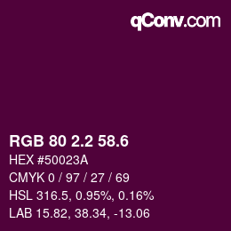 カラーコード: RGB 80 2.2 58.6 | qconv.com