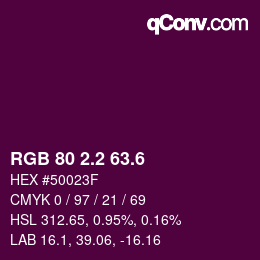 カラーコード: RGB 80 2.2 63.6 | qconv.com