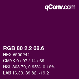 カラーコード: RGB 80 2.2 68.6 | qconv.com