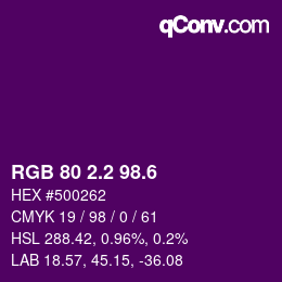カラーコード: RGB 80 2.2 98.6 | qconv.com
