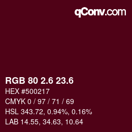 カラーコード: RGB 80 2.6 23.6 | qconv.com