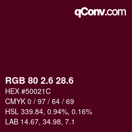 カラーコード: RGB 80 2.6 28.6 | qconv.com