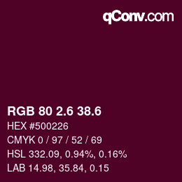 カラーコード: RGB 80 2.6 38.6 | qconv.com