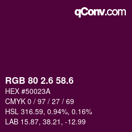 カラーコード: RGB 80 2.6 58.6 | qconv.com