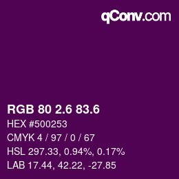 カラーコード: RGB 80 2.6 83.6 | qconv.com