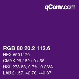 カラーコード: RGB 80 20.2 112.6 | qconv.com