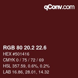 カラーコード: RGB 80 20.2 22.6 | qconv.com