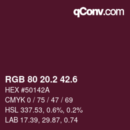 カラーコード: RGB 80 20.2 42.6 | qconv.com