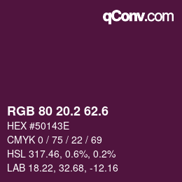 カラーコード: RGB 80 20.2 62.6 | qconv.com