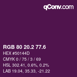 カラーコード: RGB 80 20.2 77.6 | qconv.com