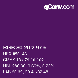 カラーコード: RGB 80 20.2 97.6 | qconv.com