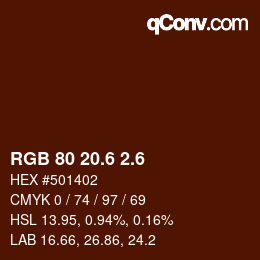 カラーコード: RGB 80 20.6 2.6 | qconv.com