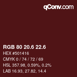 カラーコード: RGB 80 20.6 22.6 | qconv.com