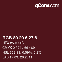カラーコード: RGB 80 20.6 27.6 | qconv.com
