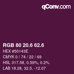 カラーコード: RGB 80 20.6 62.6 | qconv.com