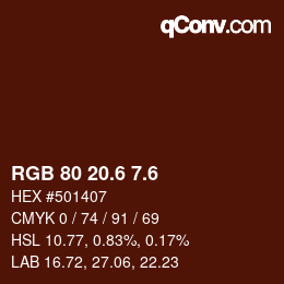 カラーコード: RGB 80 20.6 7.6 | qconv.com