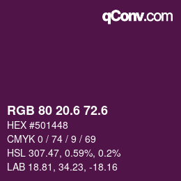 カラーコード: RGB 80 20.6 72.6 | qconv.com