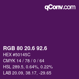 カラーコード: RGB 80 20.6 92.6 | qconv.com
