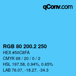 カラーコード: RGB 80 200.2 250 | qconv.com
