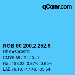 カラーコード: RGB 80 200.2 252.6 | qconv.com
