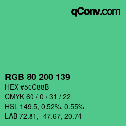 颜色代码: RGB 80 200 139 | qconv.com