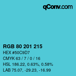 Color code: RGB 80 201 215 | qconv.com