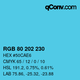 Color code: RGB 80 202 230 | qconv.com