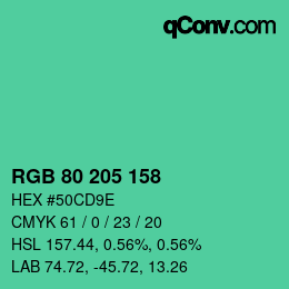 Color code: RGB 80 205 158 | qconv.com