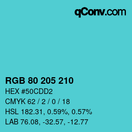 Color code: RGB 80 205 210 | qconv.com