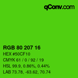 カラーコード: RGB 80 207 16 | qconv.com