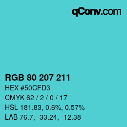 Color code: RGB 80 207 211 | qconv.com