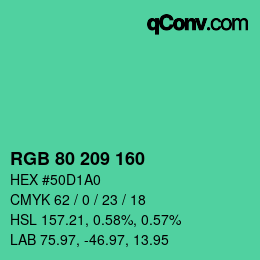 Color code: RGB 80 209 160 | qconv.com