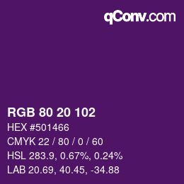 Color code: RGB 80 20 102 | qconv.com