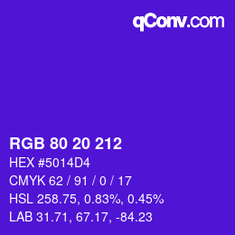 Color code: RGB 80 20 212 | qconv.com