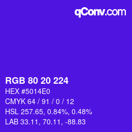 Color code: RGB 80 20 224 | qconv.com