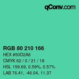 Color code: RGB 80 210 166 | qconv.com