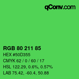 Color code: RGB 80 211 85 | qconv.com
