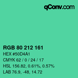 Color code: RGB 80 212 161 | qconv.com
