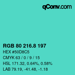 カラーコード: RGB 80 216.8 197 | qconv.com