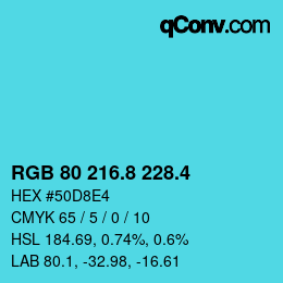 カラーコード: RGB 80 216.8 228.4 | qconv.com