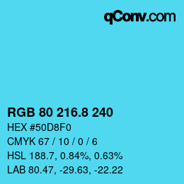 カラーコード: RGB 80 216.8 240 | qconv.com