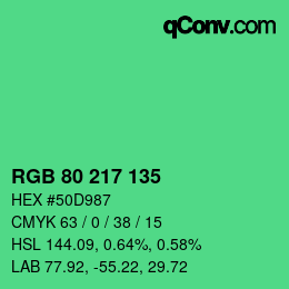 Color code: RGB 80 217 135 | qconv.com