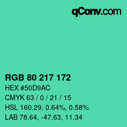 Color code: RGB 80 217 172 | qconv.com