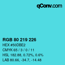Color code: RGB 80 219 226 | qconv.com