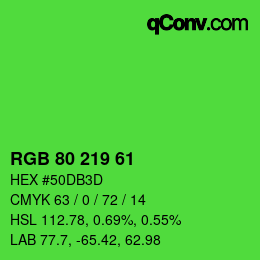 Color code: RGB 80 219 61 | qconv.com