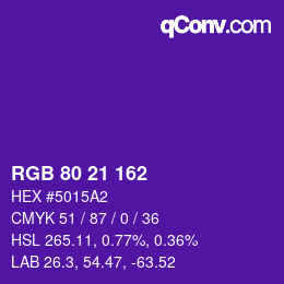 Color code: RGB 80 21 162 | qconv.com